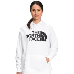The North Face Womens Half Dome Pullover Hoodie White Black Logo Large NF0A4M4B